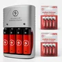 Carregador De Pilhas Recarregáveis Bivolt Rápido + 4 Pilhas Aa E 4 Aaa