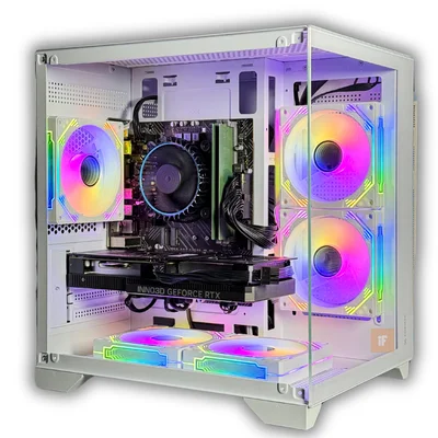 PC Gamer Aquario Ryzen 5 5500 | RTX 5060 8GB | 32gb Ddr4 | SSD Nvme 1TB | B450 White | Win 11 Pro - Pronto Para Jogar Com Estilo