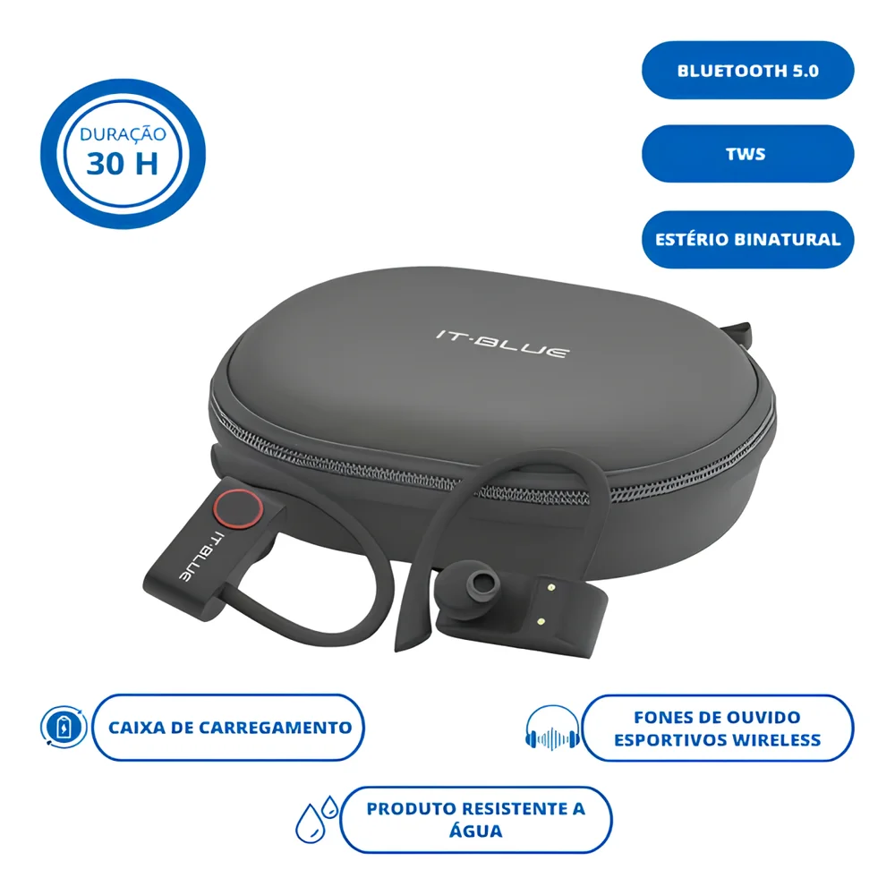 Fone De Ouvido Bluetooth It-blue Le-2410 5.0 Hi-fi Sem Fio Ant-queda Corrida Cor Preto Fone De Ouvido Bluetooth It-blue Le-2410 5.0 Hi-fi Sem Fio Ant-queda Corrida Cor Preto
