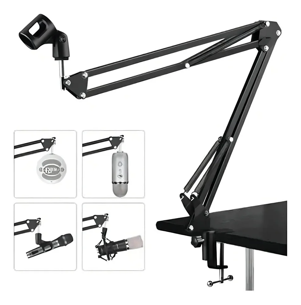Imagem 2 de 5 do produto Pedestal Suporte Mesa Braço Articulado Para Microfone Studio 360° Ajustável
