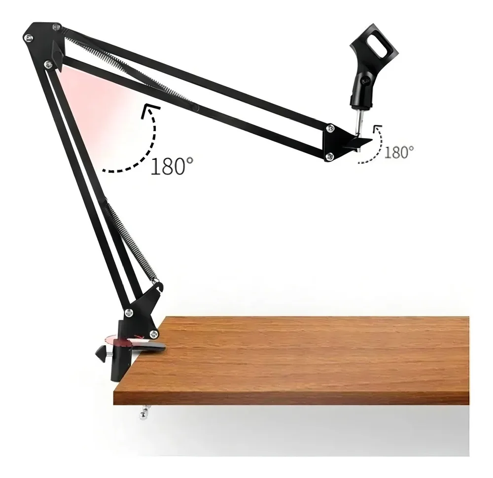 Imagem 4 de 5 do produto Pedestal Suporte Mesa Braço Articulado Para Microfone Studio 360° Ajustável