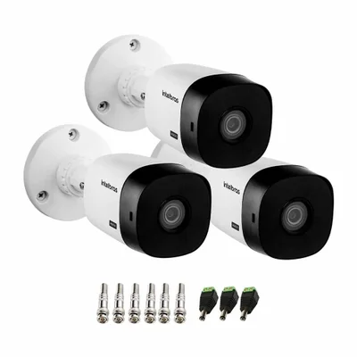 Kit 3 Câmeras Intelbras Vhl 1220 B G2 Hdcvi Lite Full Hd 1080p Visão Noturna 20m, Ip66 + Conectores