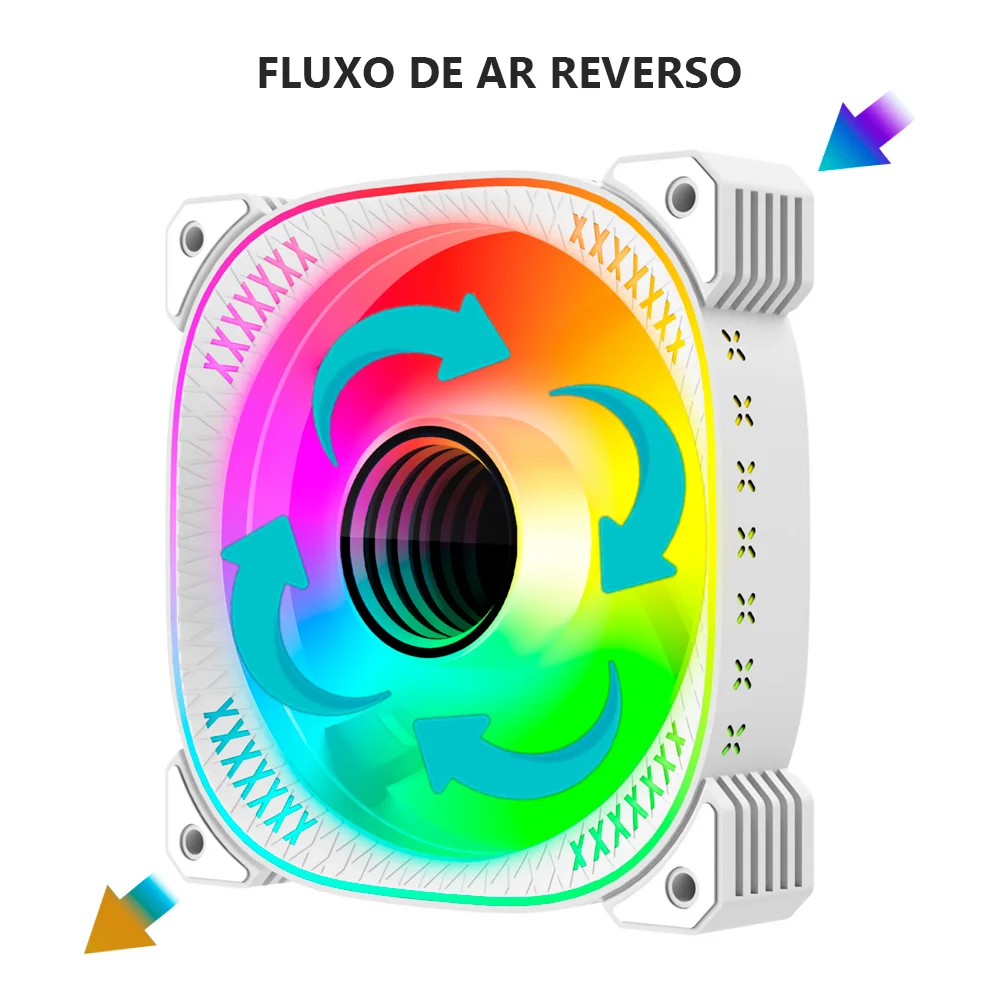 Cooler Fan Reverse Ty1 Led Infinito, Pwm 4 Pinos, ARGB 5v 3 Pinos, 120mm, Branco, Coolmoon CM-TY1-W-R 5