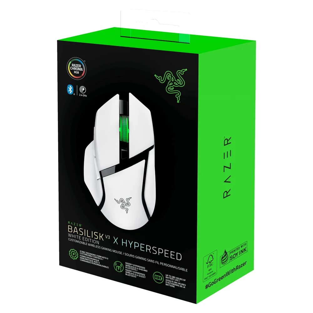 Imagem 4 de 5 do produto Mouse Gamer Razer Basilisk V3 X Hyperspeed, Sem Fio, 18000 Dpi, Branco