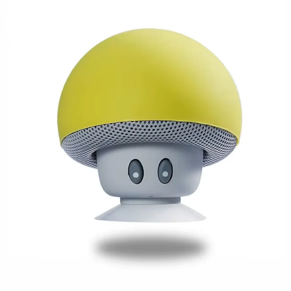 Imagem 1 de 5 do produto Alto-falante Bluetooth Sem Fio Com Ventosa, Cogumelo Na Cor Amarelo