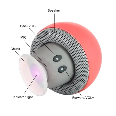 Alto-falante Bluetooth Sem Fio Com Ventosa, Cogumelo Na Cor — foto 5