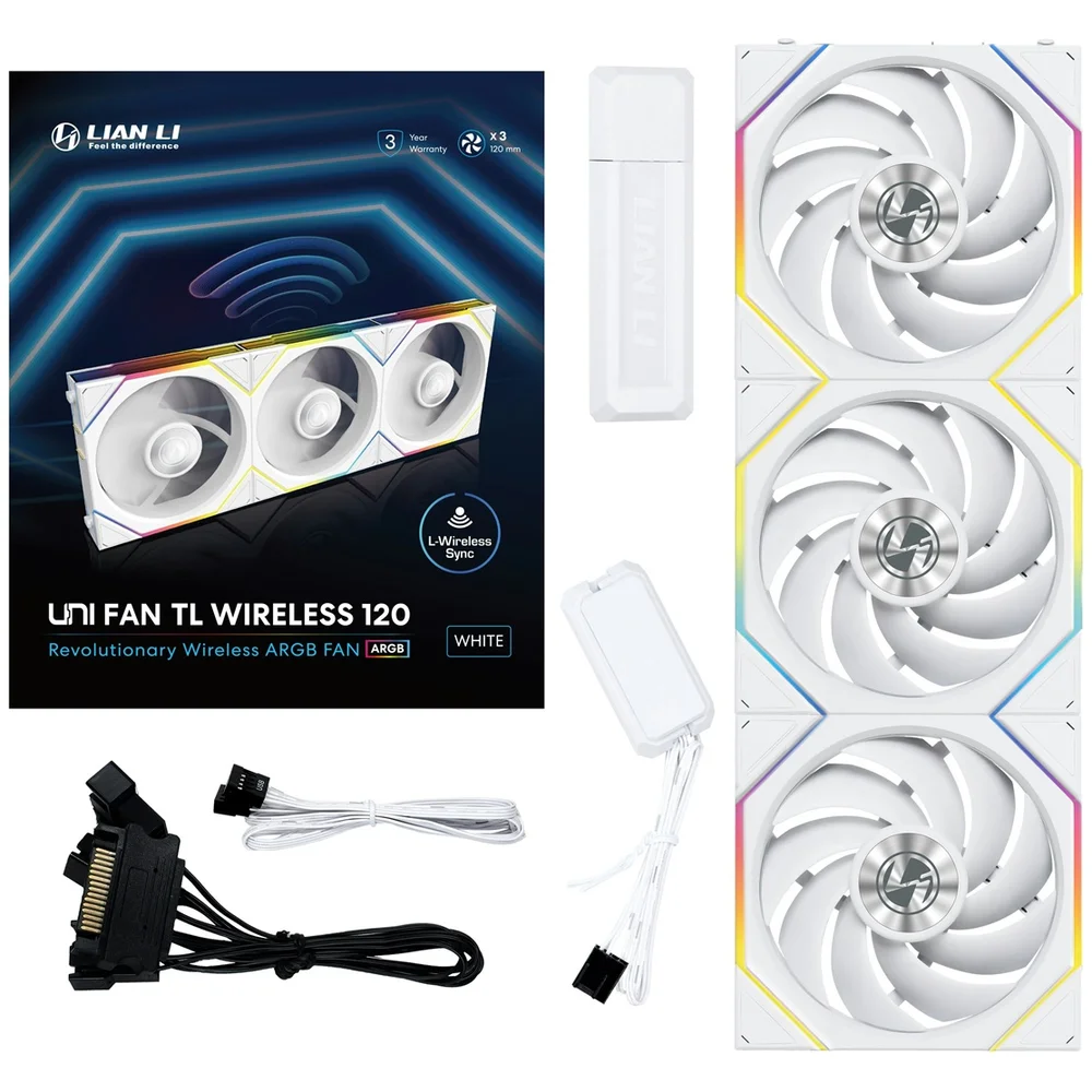 Kit 3 Fan Gamer Uni Fan Tl Wireless 120 ARGB Branco 12tl1w3w White 6