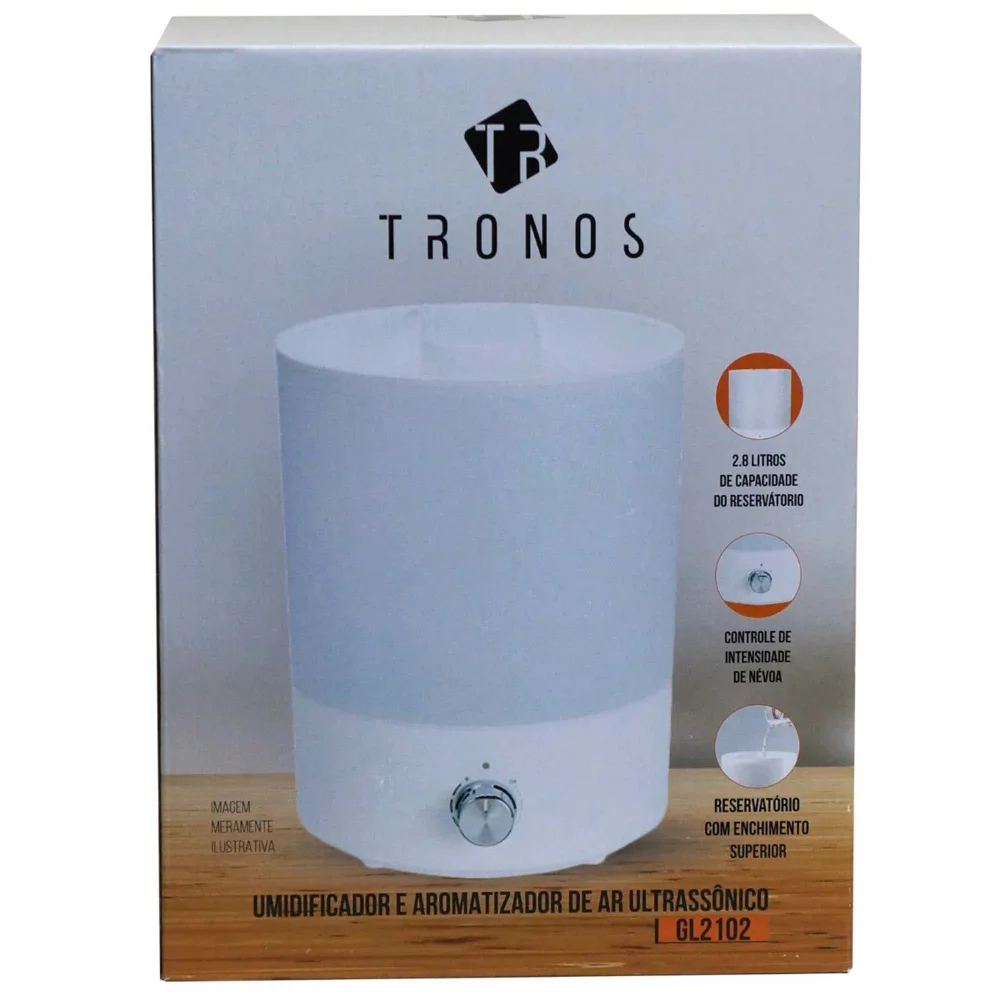 Imagem 2 de 5 do produto Umidificador E Aromatizador De Ar Ultrassônico 2,8 Litros Tronos Gl2102 - Bivolt