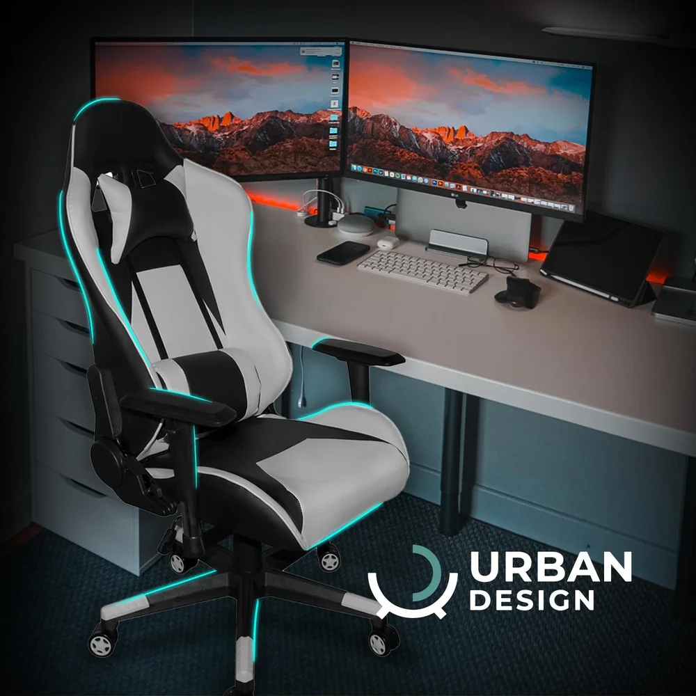 Imagem 3 de 4 do produto Cadeira Gamer Até 130kg Giratória Reclinável E Ergonômica - Branco