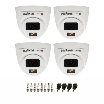 4 Câmeras Intelbras Vhd 1220 D G7 Full Color Interna E Externa Full Hd Visão Noturna 20m + Conector