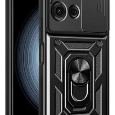 Capa Capinha Armadura C/ Proteção Da Camera Suporte Anel 360 Para Motorola Moto G75