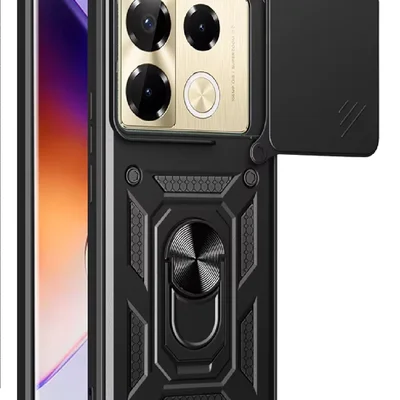 Capa Capinha Armadura C/ Proteção Da Camera Suporte Anel 360 Para Infinix Note 40 Pro Pro+ 5g