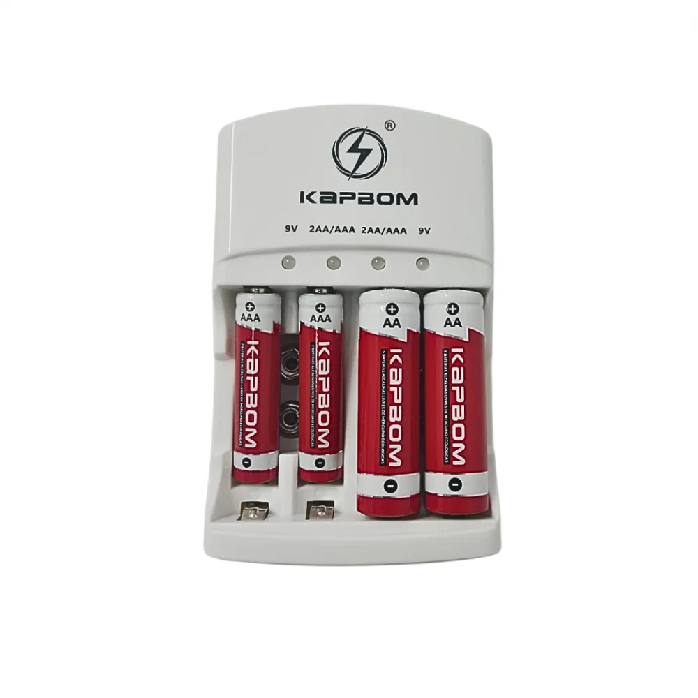 Carregador De Pilhas Com LED + 02 Pilhas Aaa + 02 Pilhas Aa Recarregáveis Carregador De Pilhas Com LED + 02 Pilhas Aaa + 02 Pilhas Aa Recarregáveis