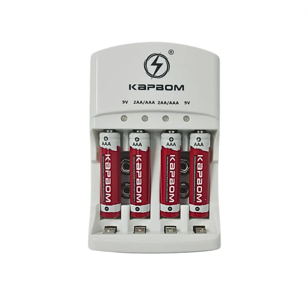 Imagem 3 de 4 do produto Carregador De Pilhas Com LED + 04 Pilhas Aaa Recarregáveis