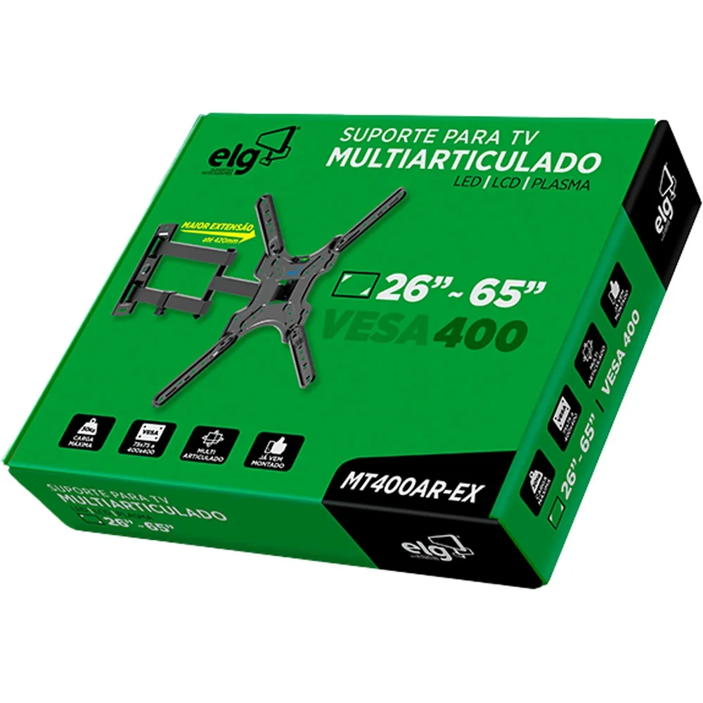 Imagem 4 de 5 do produto Suporte Para Tv Multiarticulado Elg Mt400ar-ex 26-65" Preto