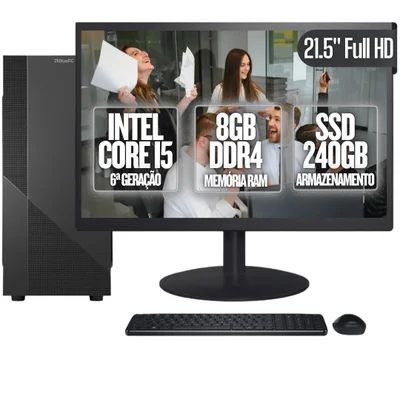 Computador Completo Bluepc Task Intel Core i5 6ª Geração 8GB Ddr4 SSD 240GB Monitor 21.5" - Cdbp-ta014