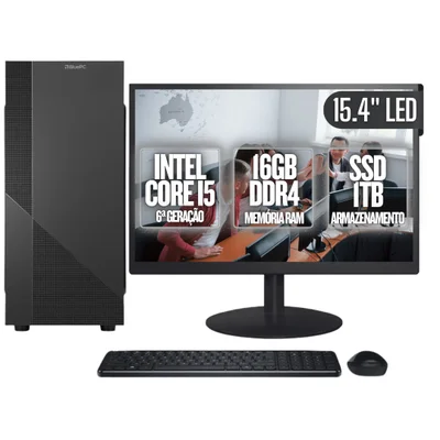 Computador Completo Bluepc Task Intel Core i5 6ª Geração 16gb Ddr4 SSD 1TB Monitor 15.4" - Cdbp-ta006