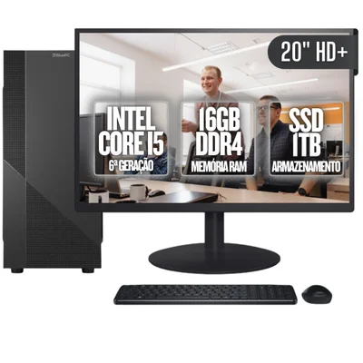 Computador Completo Bluepc Task Intel Core i5 6ª Geração 16gb Ddr4 SSD 1TB Monitor 20" - Cdbp-ta012