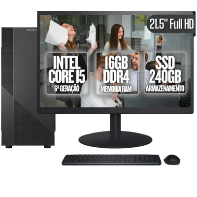 Computador Completo Bluepc Task Intel Core i5 6ª Geração 16gb Ddr4 SSD 240GB Monitor 21.5" - Cdbp-ta016