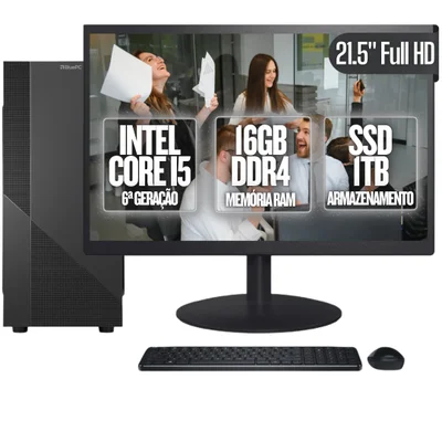 Computador Completo Bluepc Task Intel Core i5 6ª Geração 16gb Ddr4 SSD 1TB Monitor 21.5" - Cdbp-ta018