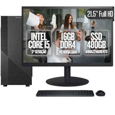 Computador Completo Bluepc Task Intel Core i5 6ª Geração 16gb Ddr4 SSD 480GB Monitor 21.5" - Cdbp-ta017