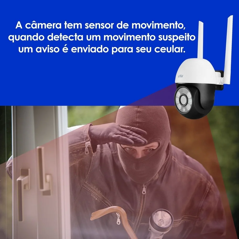 Câmera De Vigilância Smart Externa Prova D Água Com Visão Noturna E Detecção De Movimento Wifi Full Hd Câmera De Vigilância Smart Externa Prova D Água Com Visão Noturna E Detecção De Movimento Wifi Full Hd