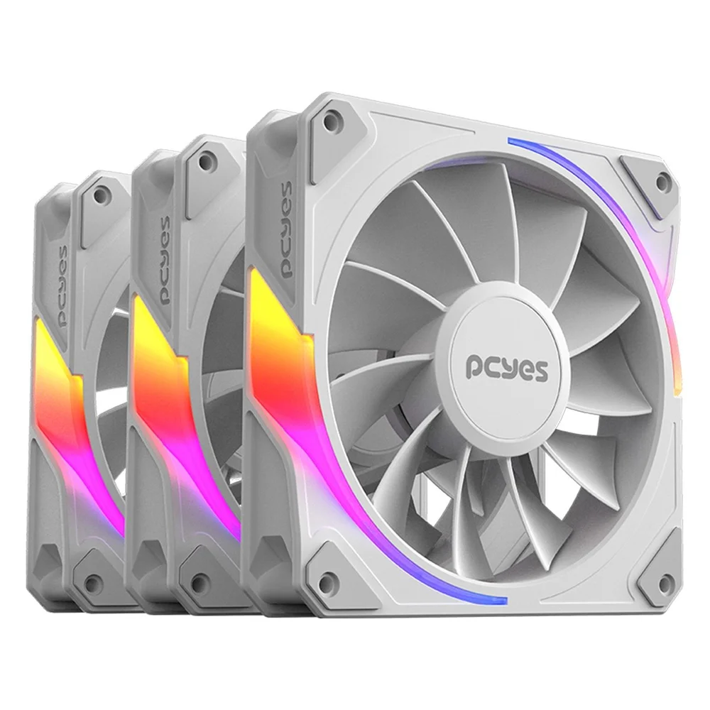 Kit Cooler Fan Para Gabinete 3un Sangue Frio 3 ARGB White Ghost Reverse 120mm PCyes 6
