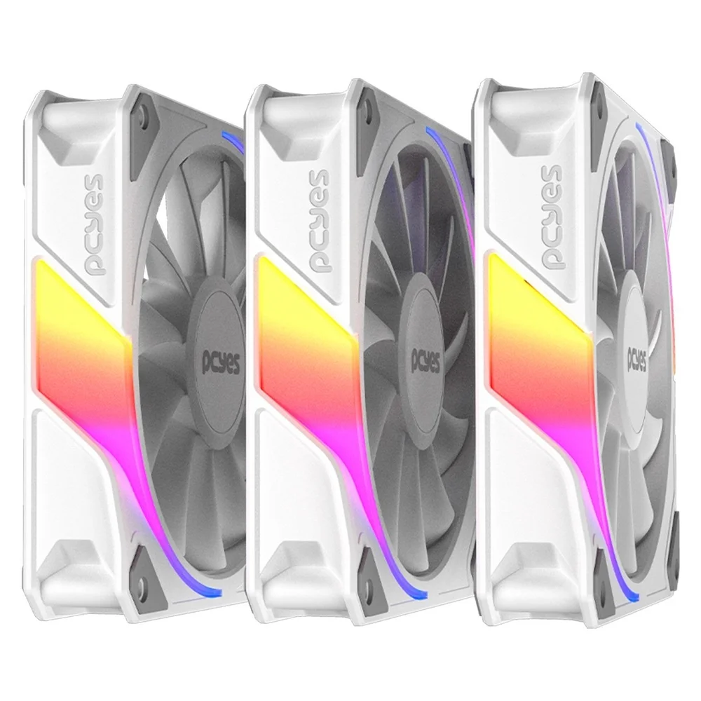 Imagem 4 de 5 do produto Kit Cooler Fan Para Gabinete 3un Sangue Frio 3 ARGB White Ghost Reverse 120mm PCyes