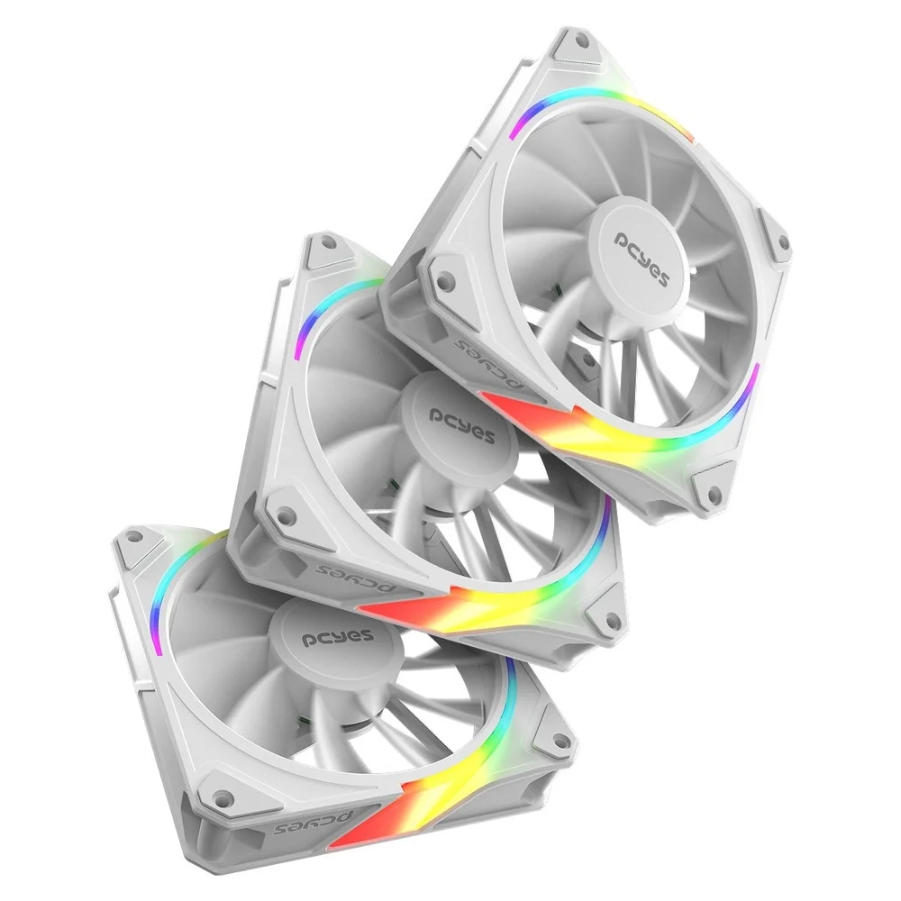 Imagem 5 de 5 do produto Kit Cooler Fan Para Gabinete 3un Sangue Frio 3 ARGB White Ghost Reverse 120mm PCyes