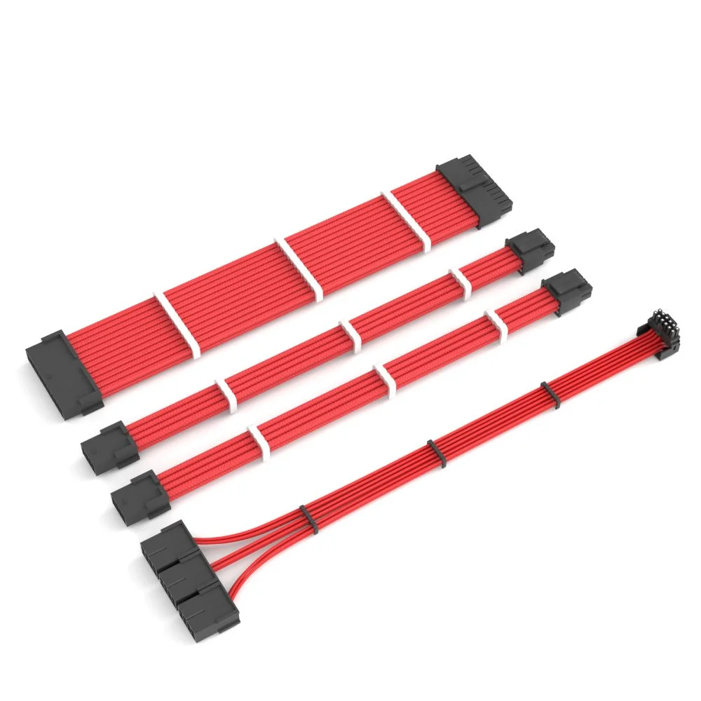 Imagem 1 de 5 do produto Kit De Cabos Extensor Para Fonte 4 In 1 Redragon Colorful Vermelho Rd-gcp07