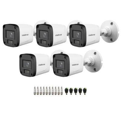 Kit 5 Câmeras Intelbras Vhl 1220 B G8 Bullet Full Hd 1080p Visão Noturna 20m Ip66 + Conectores