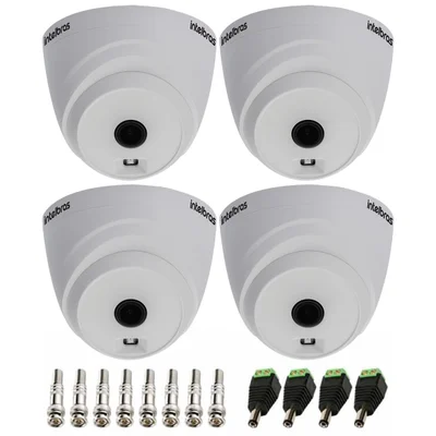 Kit 4 Câmeras Intelbras Vhl 1120 Dome Hdcvi Lite, Hd 720p Lente 3.6mm Visão Noturna 20m + Conectores