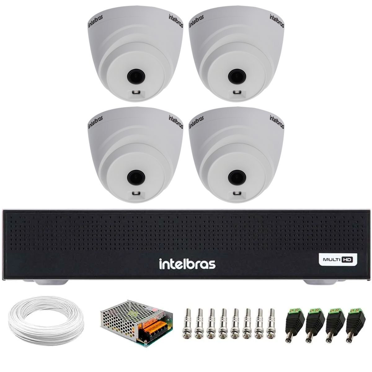 Kit 4 Câmeras Intelbras Vhl 1120 D Hdcvi Lite Hd 720p Visão Noturna 20m + Dvr Mhdx 1104-c 4 Canais