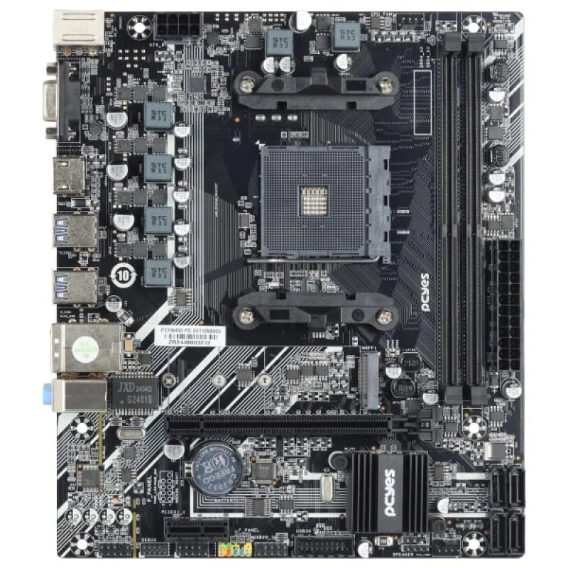 Imagem 2 de 5 do produto Placa Mãe PCyes B450, Amd Am4, 2x Ddr4 (max 64gb), M.2 Nvme, 4x Usb 3.0, Rede 1000, HDMI, Vga, M-atx - PCyb450-rz564