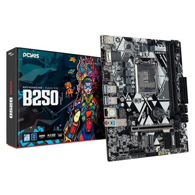 Placa Mãe PCyes B250 LGA  1151 2xDDR4 (max 64gb) M.2 Nvme 4xusb 3.2, 2xusb 2.0 Rede 1000 HDMI/vga/dp M-atx - PCyb250-9g64