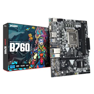 Placa Mãe PCyes B760 LGA 1700 2xDDR5 (max 64gb) M.2 Nvme 2xusb 3.0, 4xusb 3.0 Rede 1000 HDMI/dp/vga M-atx - PCyb760-14g64