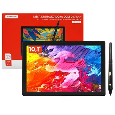 Mesa Digitalizadora USB-C Com Display 10,1" Ips 800x1280 5080 Lpi 16.384 Níveis De Pressão Tomate