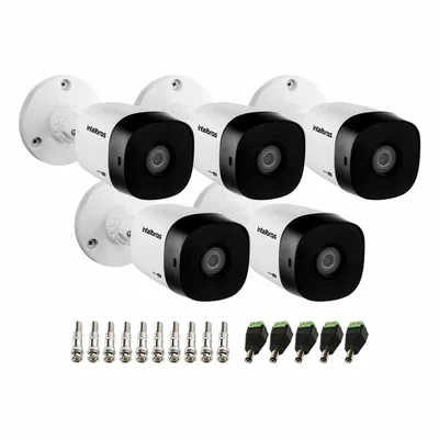 Kit 5 Câmeras Intelbras Vhl 1120 Bullet Hd 720p, Lente 3.6mm, Visão Noturna 20m, Ip66 + Conectores