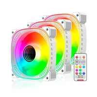 Kit 3 Cooler Fan 120mm Coolmoon Ty1, Pwm 4 Pinos, ARGB 3 Pinos, Branco, Silencioso, 800-1800 RPM, Com Controlador de LED 2