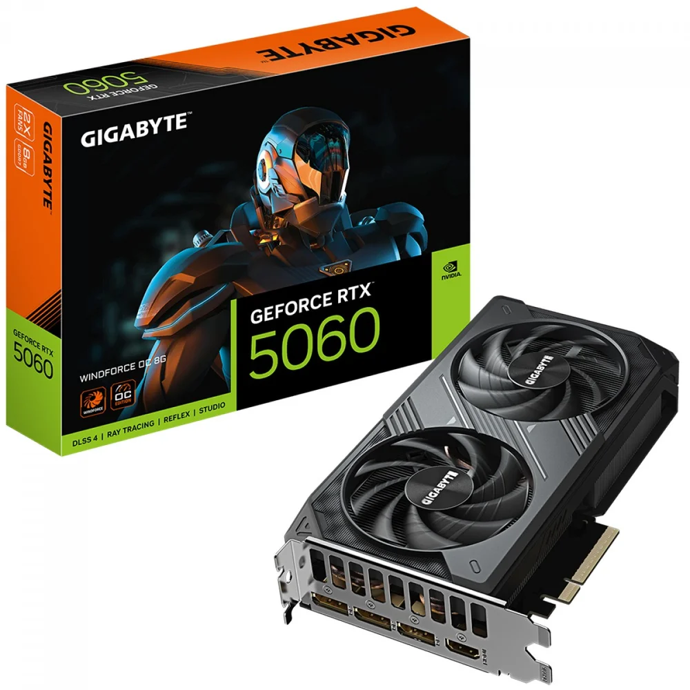 Placa De Vídeo RTX 5060 Windforce Oc Nvidia Gigabyte, 8GB, GDDR7, 128 Bits - 9vn5060wo-00-G10