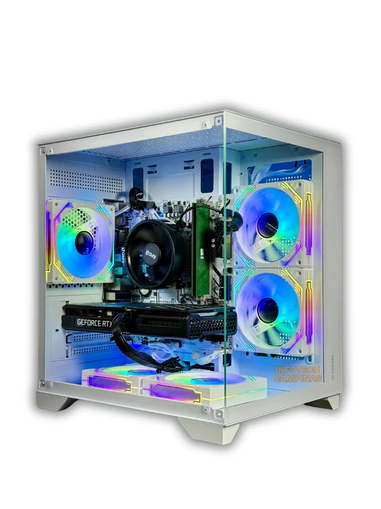 PC Gamer Aquario Branco | Ryzen 5 5500 | RTX 5060 8GB | 16gb | SSD Nvme 500gb | B550M | Win 11 Pro - Estilo, Força Real