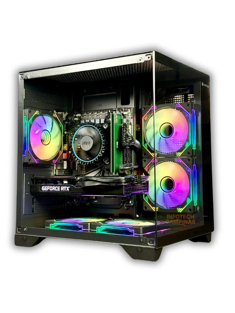 PC Gamer Black Intel i5 12400 | RTX 5060 Ti Gddr7 | 32gb Ddr4 | SSD 1TB Nvme | Gabinete Aquario 5 Fans - Setup Gamer Pronto Para Tudo - view 5