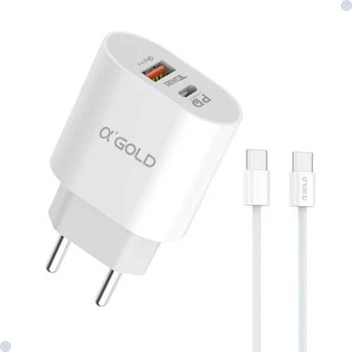 Imagem 1 de 5 do produto Kit Fonte Carregador Carga Rápida Turbo Pd40w Para Iphone 15 Cor Branco