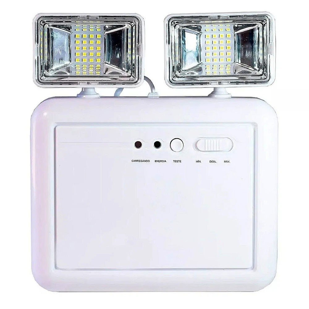 Luminaria De Emergencia 2 Farois Lampada LED Recarregavel Luz Iluminaçao Empresa Casa Comercio