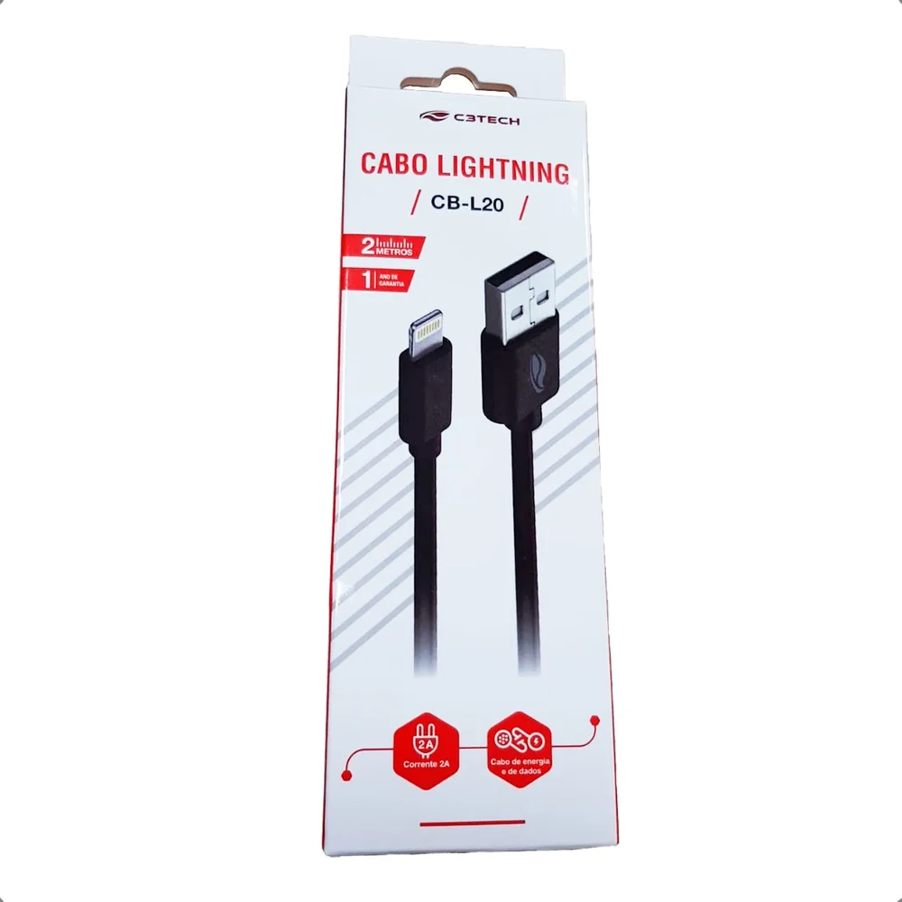 Imagem 5 de 5 do produto Cabo Smartphone C3tech Usb-lightning 2 Metros 2a Cb-l20bk