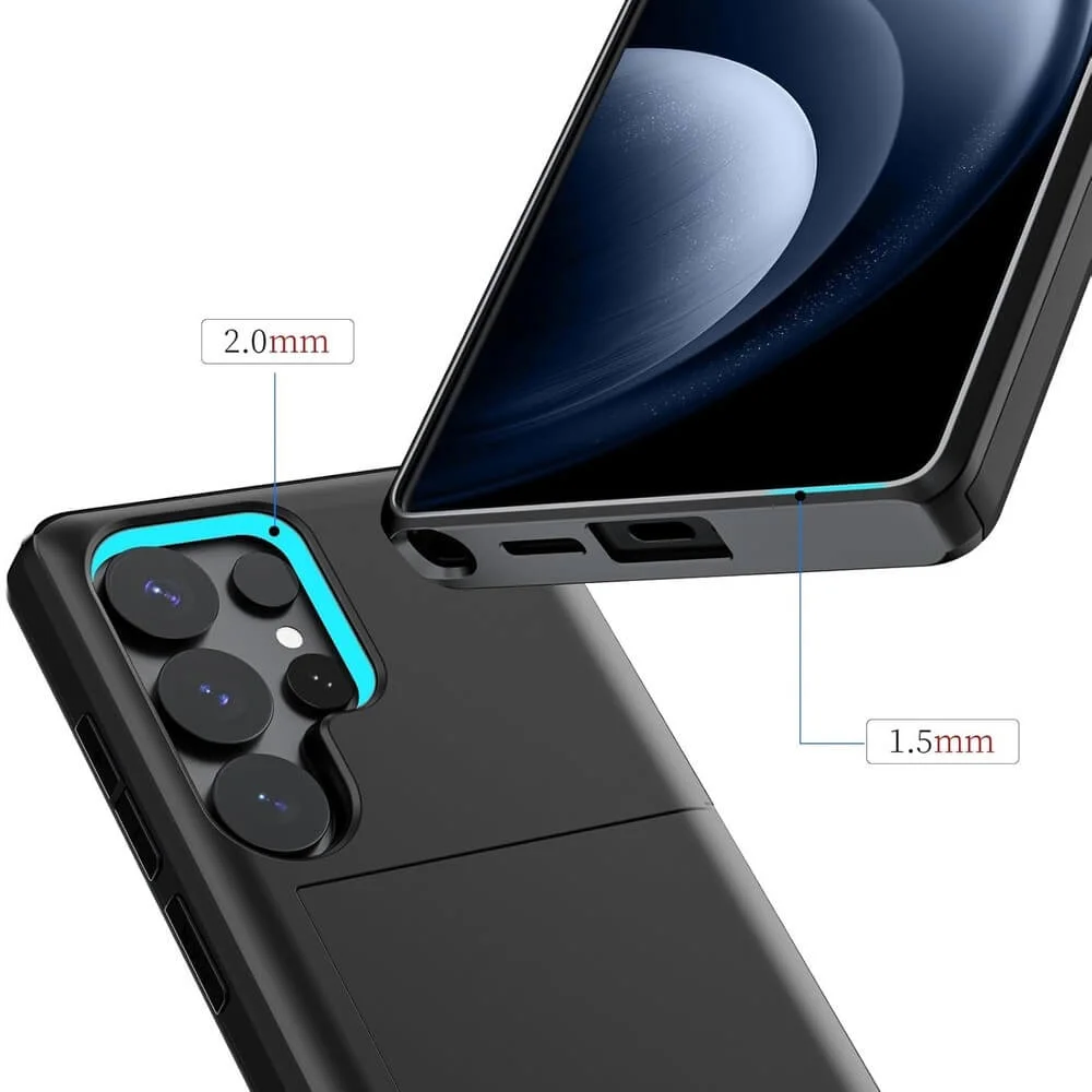 Imagem 5 de 5 do produto Capa Carteira com Compartimento Espaço para Guardar Cartão de Crédito para o Samsung Galaxy S25 Ultra - Cor: Preto