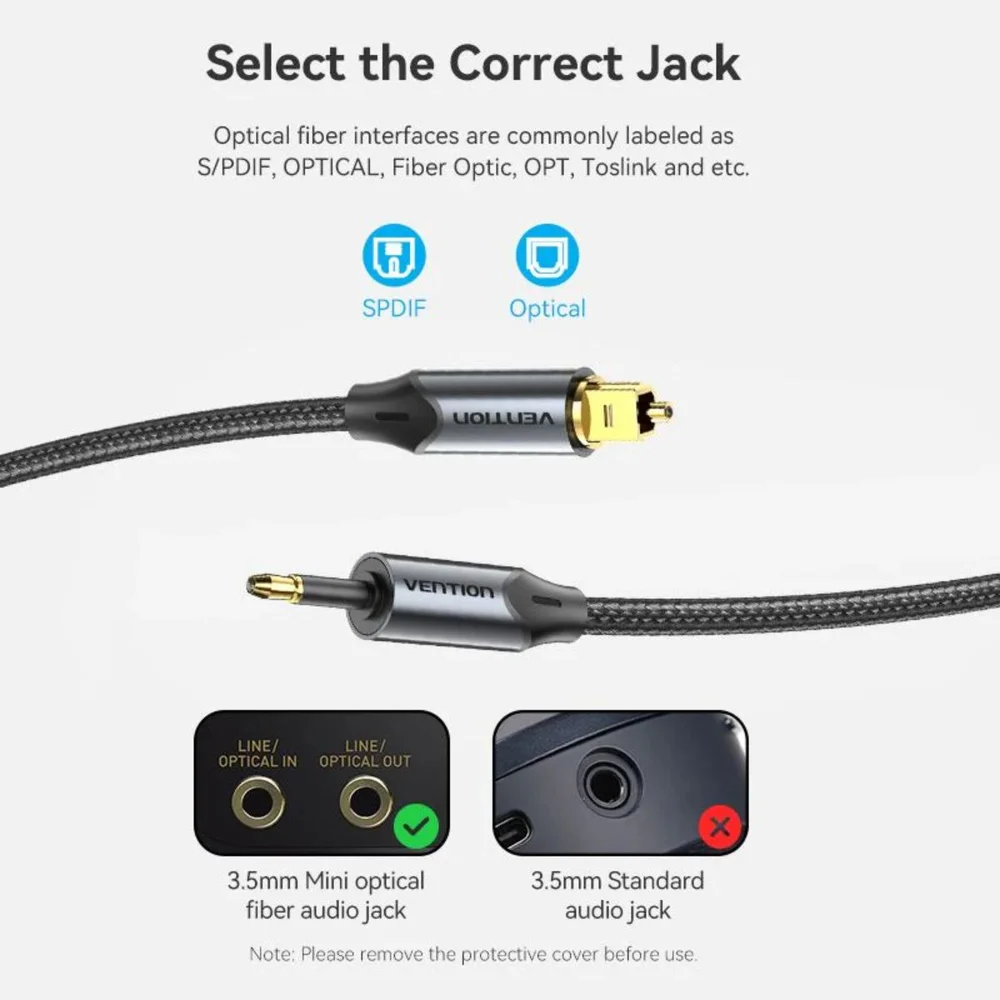 Imagem 3 de 5 do produto Cabo De Áudio Fibra Óptica Mini Toslink Para Toslink 3m