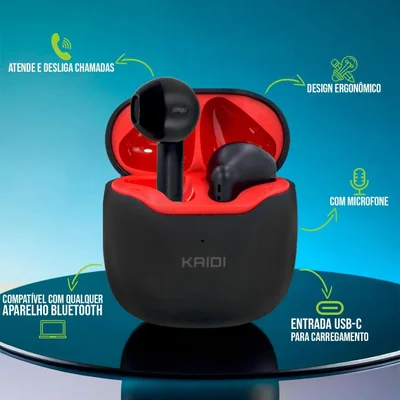 Fone De Ouvido Kaidi 771 Bluetooth 5.1 Kd-771 Tws Touch 775 5603 5602 Cor:preto