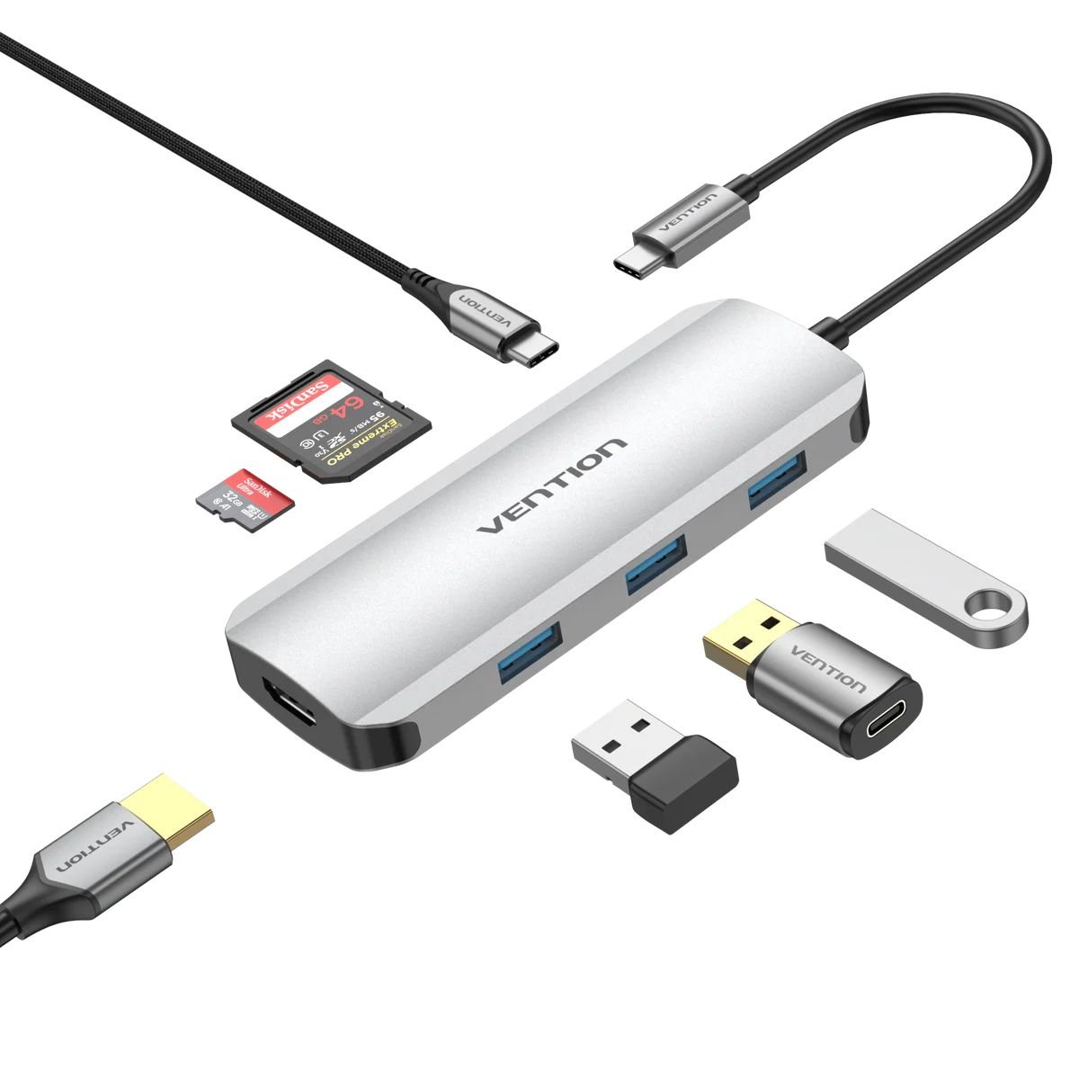 Dock Hub Usb C Para HDMI 4k@30hz + Usb 3.0 + Sd/tf + Pd 100w