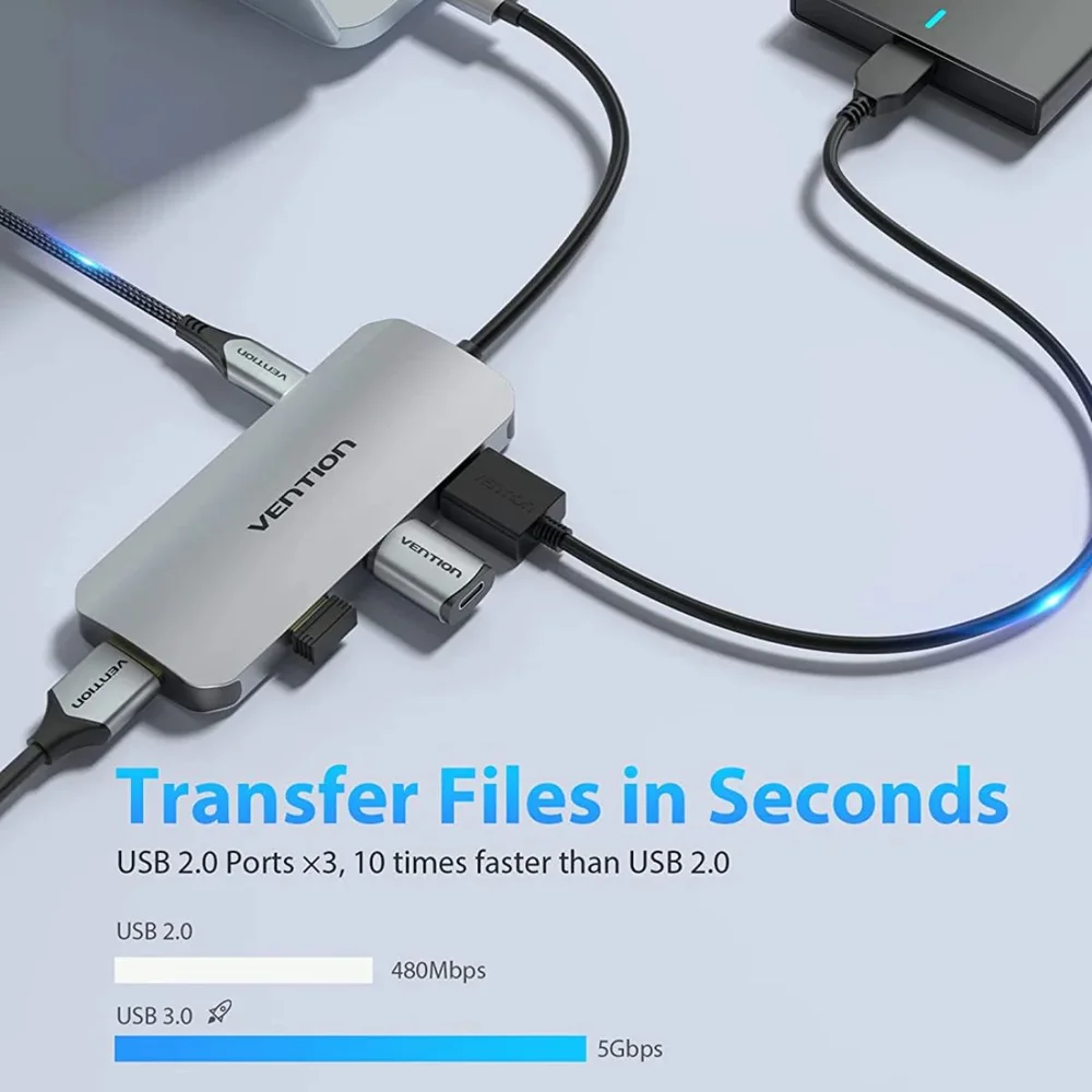 Imagem 5 de 5 do produto Dock Hub Usb C Para HDMI 4k@30hz + Usb 3.0 + Sd/tf + Pd 100w